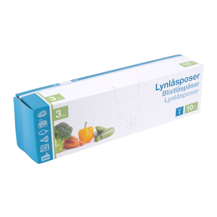 Lynlåsposer 3 liter - 10 stk.